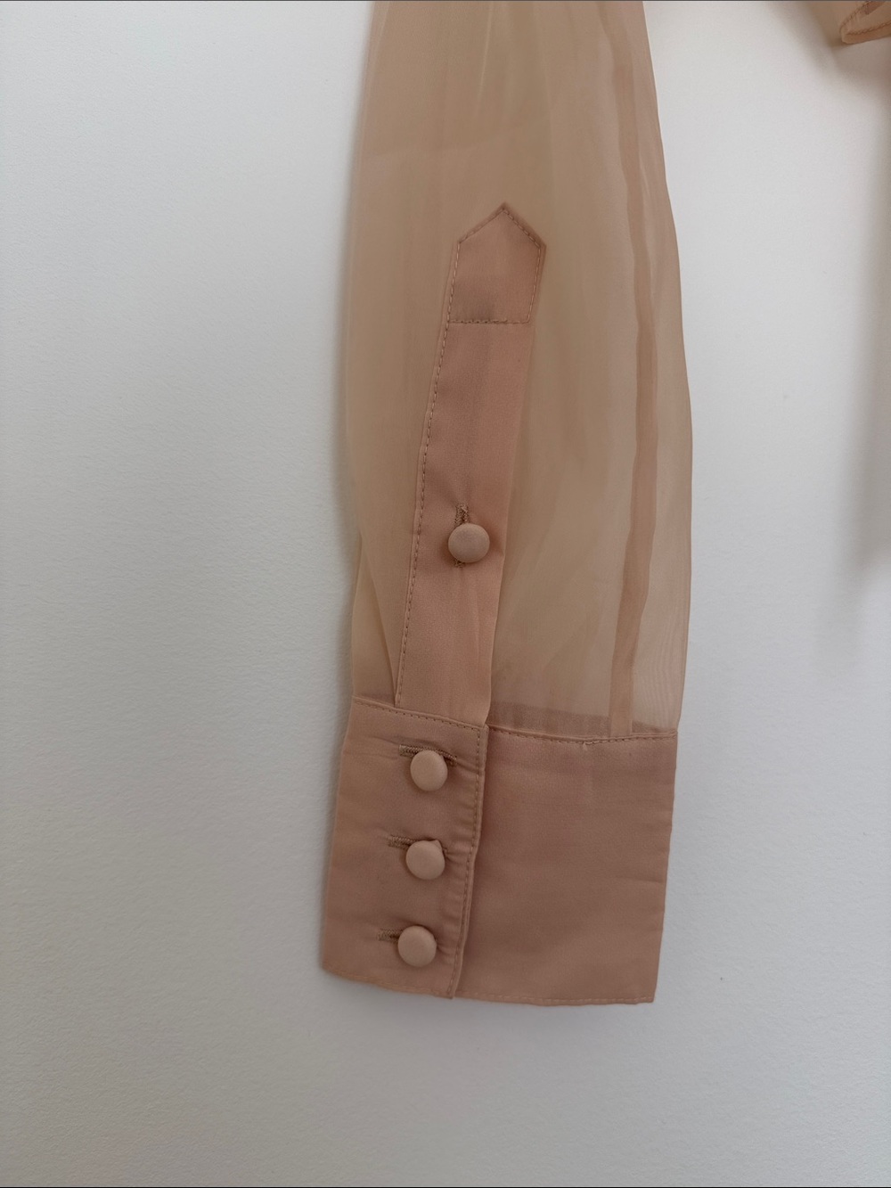 L'Academie Sheer Tie-Front Blouse in Nude Peach XS NWOT REVOLVE - Picture 4 of 4